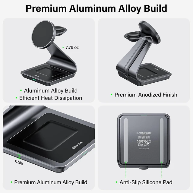 Alt view image 2 of 7 - 3-in-1 Wireless Charging Station for iPhone Watch & AirPods