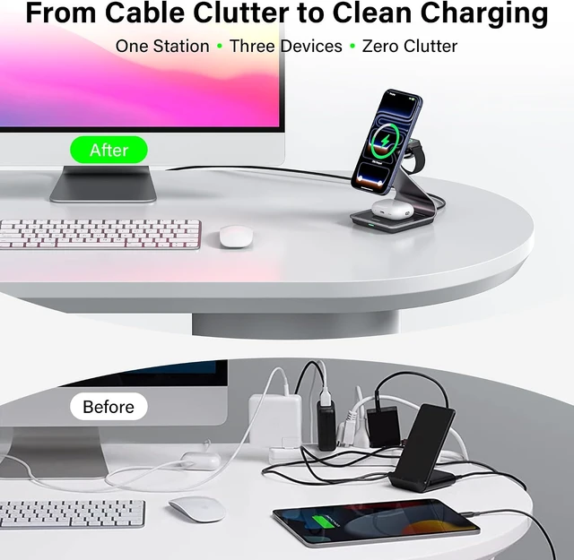 Alt view image 5 of 7 - 3-in-1 Wireless Charging Station for iPhone Watch & AirPods