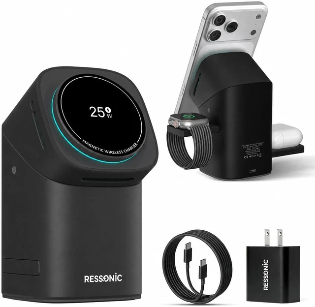 Main image of 25W 3 in 1 Wireless Charging Station for & Desk Night Stand