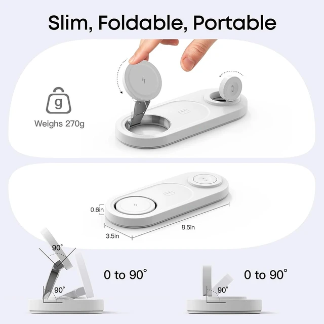 Alt view image 3 of 7 - Foldable 3 in 1 Wireless Charging Station for Magsafe Charger Stand