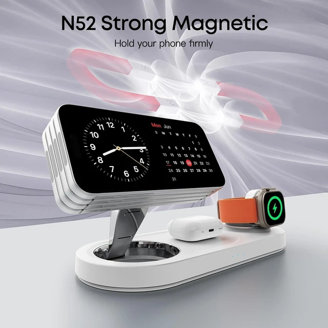 Alt view image 7 of 7 - Foldable 3 in 1 Wireless Charging Station for Magsafe Charger Stand