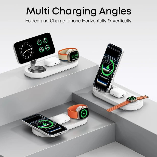 Alt view image 5 of 7 - Foldable 3 in 1 Wireless Charging Station for Magsafe Charger Stand