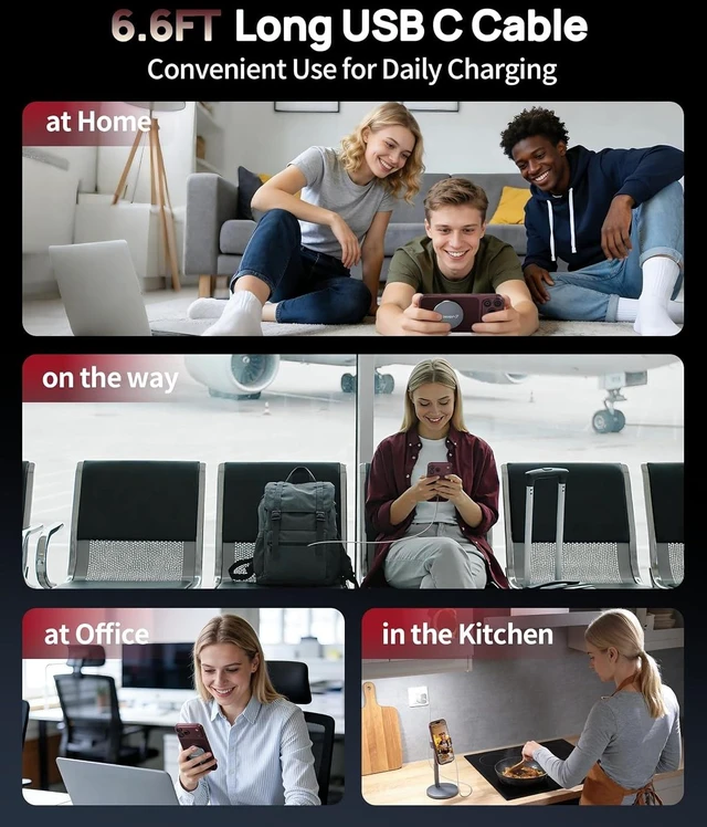 Alt view image 7 of 7 - for iPhone 18 Pro Max Duo 17 16 15 MagSafe Charger 25W 6FT Wireless Charger