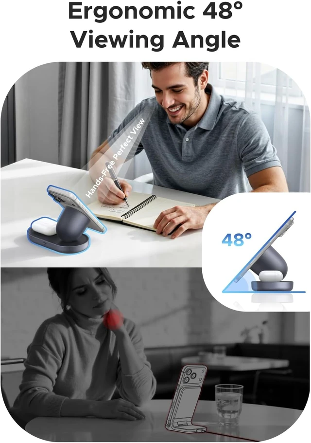 Alt view image 6 of 7 - Qi2.2 25W 2-in-1 Magnetic Wireless Charging Station