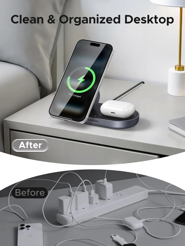 Alt view image 7 of 7 - Qi2.2 25W 2-in-1 Magnetic Wireless Charging Station