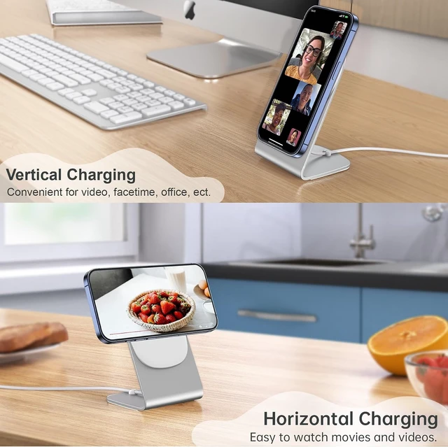 Alt view image 6 of 7 - Magnetic Wireless Charger for iPhone Duo/18/17/16/15/14/13/12 - Mag Charger+20W USB C Adapter Aluminum Fast Wireless Charging Stand/Pad with 5ft USB-C Cable for iPhone 18/17/16/15/14/13/12 Airpod