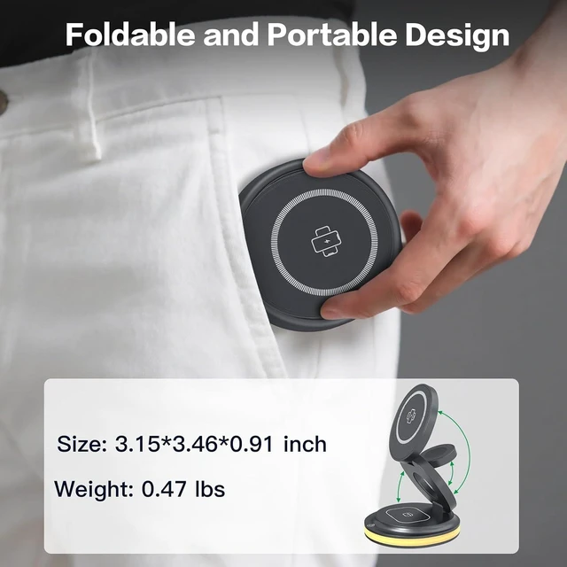 Alt view image 4 of 7 - Foldable Wireless Charging Station for iPhone/ Watch/AirPods