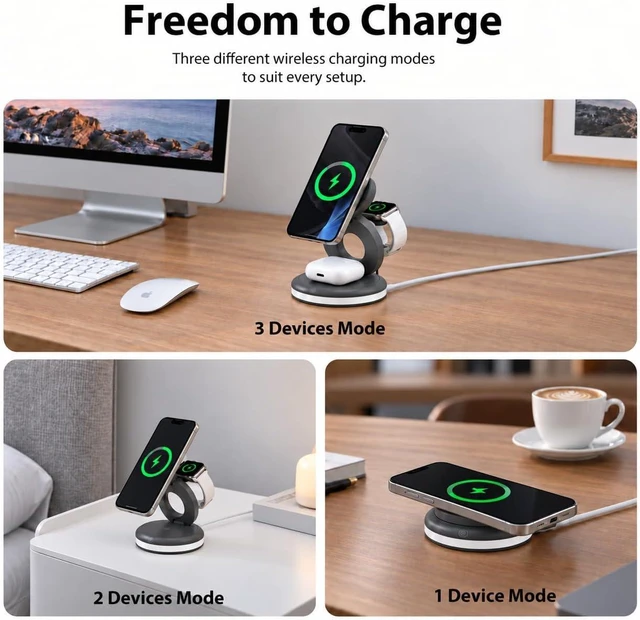Alt view image 5 of 7 - Foldable Wireless Charging Station for iPhone/ Watch/AirPods