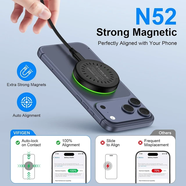 Alt view image 5 of 7 - 25W MagSafe Wireless Charger for Galaxy S26 Ultra S26+ S26 S25 S24