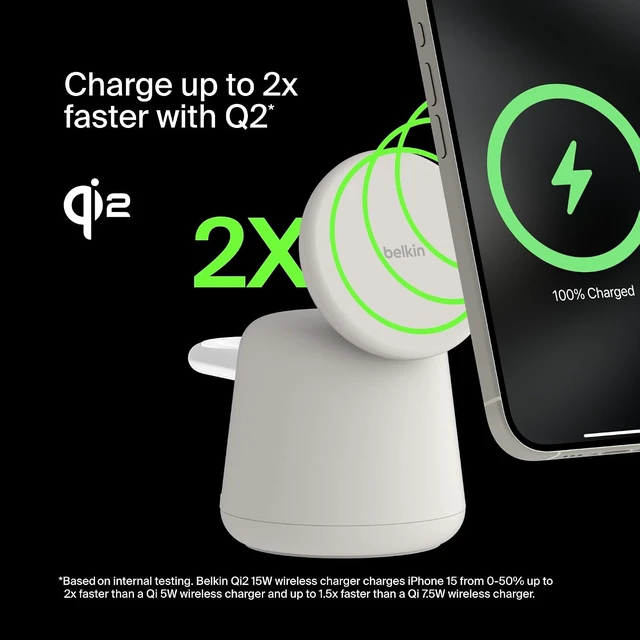Alt view image 2 of 7 - Qi2 15W Wireless Charging Dock 2 in 1 Fast iPhone Charger