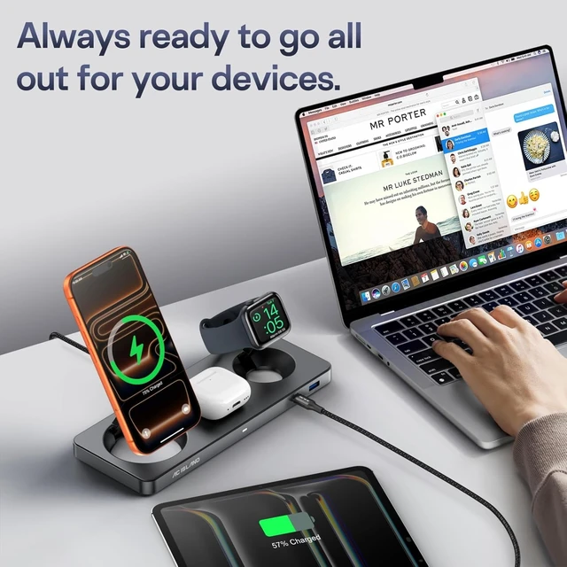 Alt view image 5 of 7 - 5-in-1 Wireless Charger for MagSafe 25W Foldable Magnetic Stand