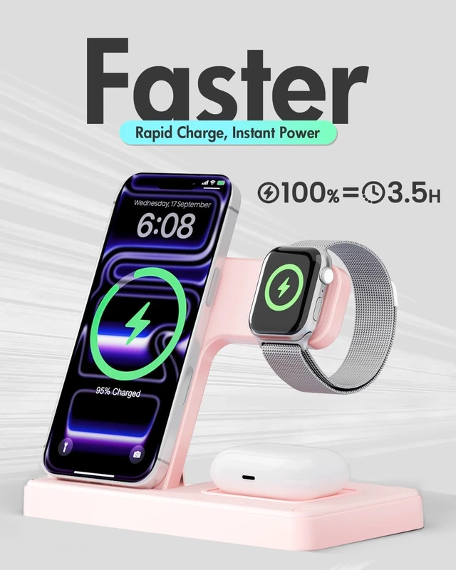 Alt view image 5 of 7 - Wireless Charger iPhone Charging Station for Multiple Devices