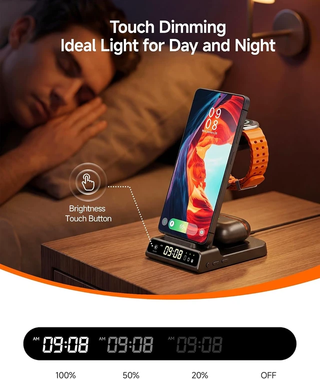 Alt view image 3 of 7 - 3 in 1 Wireless Charger for Galaxy S26 Ultra Galaxy Watch 8 Buds