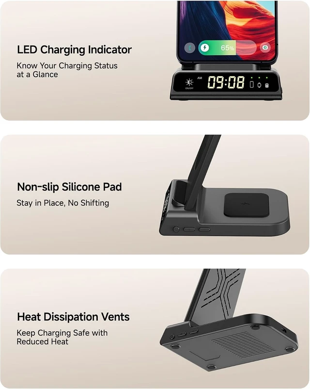 Alt view image 7 of 7 - 3 in 1 Wireless Charger for Galaxy S26 Ultra Galaxy Watch 8 Buds