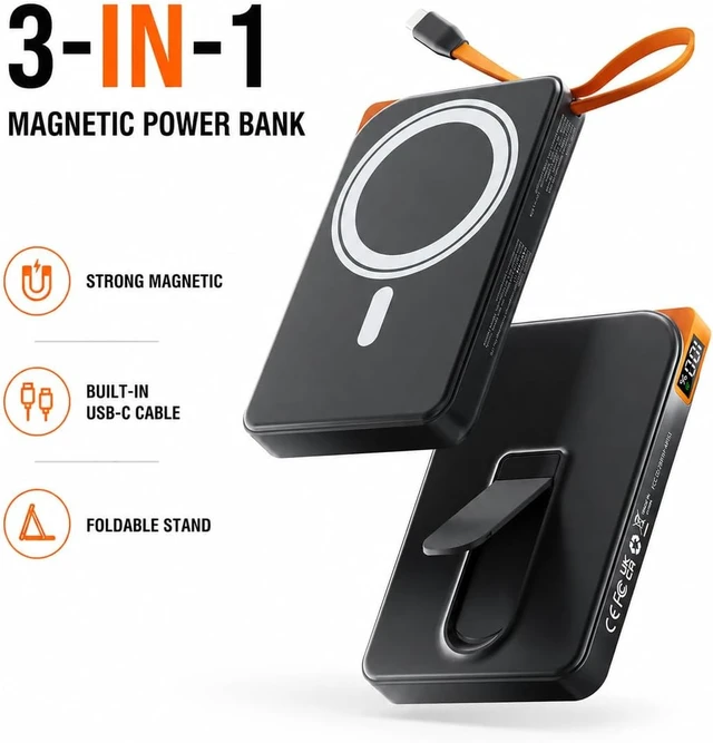 Alt view image 2 of 7 - for Magsafe Power Bank iPhone USB C Magnetic Portable Charger Fast Charging Built in Cable 10000mAh Wireless Battery Pack for iPhone18/17/16/15/14/13/12 Travel & Daily Use Essentials Powerbank