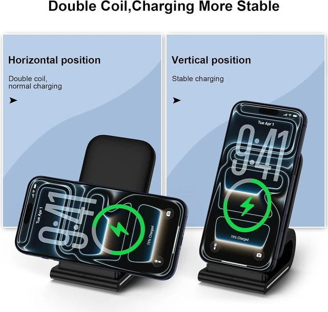 Alt view image 3 of 7 - Wireless Charger Fast Charging Stand Desk Phone Charger
