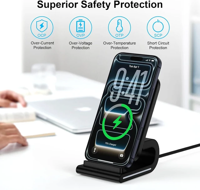 Alt view image 5 of 7 - Wireless Charger Fast Charging Stand Desk Phone Charger