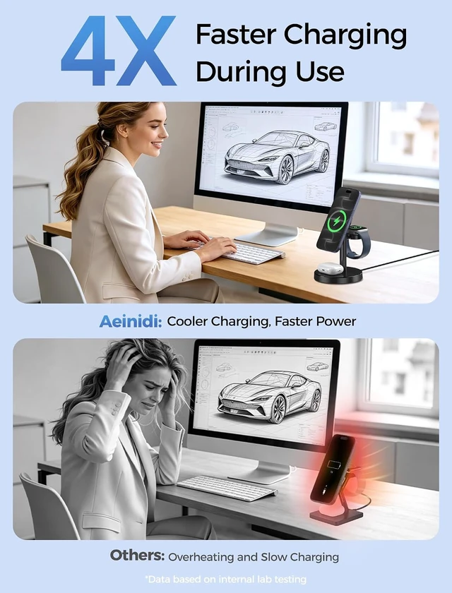 Alt view image 3 of 7 - 3 in 1 Fast Wireless Charging Station for MagSafe Charger