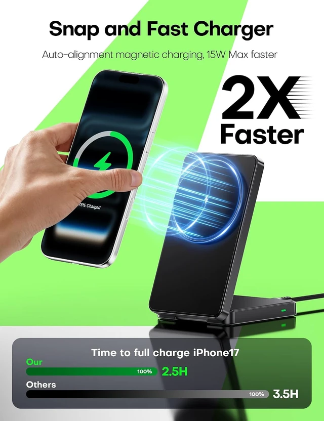 Alt view image 2 of 7 - Foldable for Magsafe Charger Wireless Charger for iPhone 12-17/Black