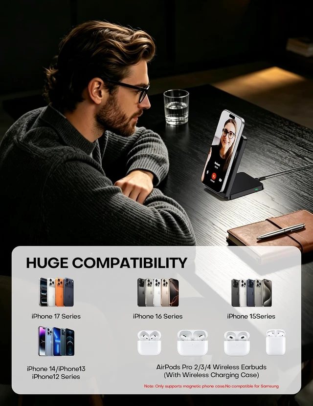 Alt view image 7 of 7 - Foldable for Magsafe Charger Wireless Charger for iPhone 12-17/Black