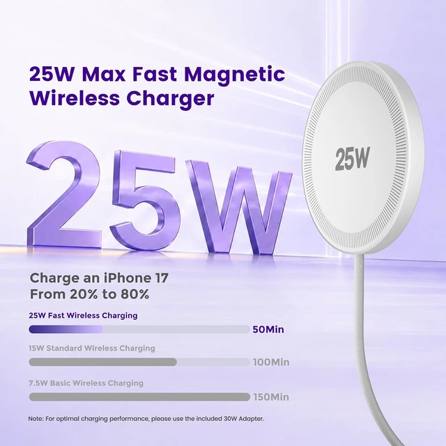 Alt view image 2 of 7 - MagSafe 25W Wireless Charger for Magnetic Fast Charging Pad