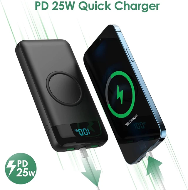 Alt view image 3 of 7 - Wireless Portable Charger 30800mAh 15W Wireless Charging 25W PD QC4.0 Fast Charging USB-C Power Bank 4 Output Travel Essential External Battery Pack Compatible with iPhone 17/16/15/14 Galaxy Android