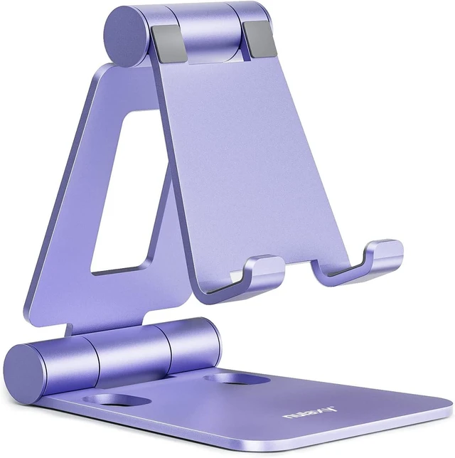 Main image of Full Aluminum Dual Folding Cell Phone Stand for Desk Purple