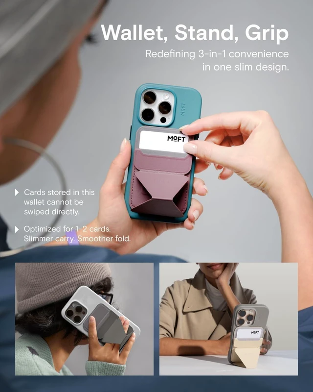 Alt view image 3 of 7 - Magnetic Wallet Stand Compatible with iPhone 18/17/16/15/14/13 Series Angle Adjustment Magsafe Compatible MOVAS Phone Stand