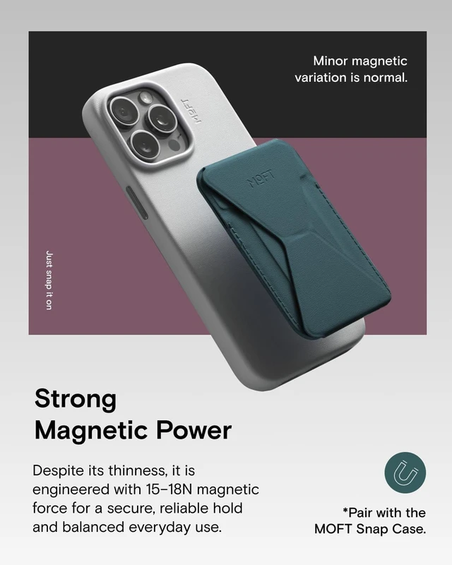 Alt view image 4 of 7 - Magnetic Wallet Stand Compatible with iPhone 18/17/16/15/14/13 Series Angle Adjustment Magsafe Compatible MOVAS Phone Stand