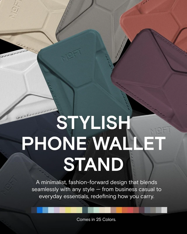 Alt view image 7 of 7 - Magnetic Wallet Stand Compatible with iPhone 18/17/16/15/14/13 Series Angle Adjustment Magsafe Compatible MOVAS Phone Stand