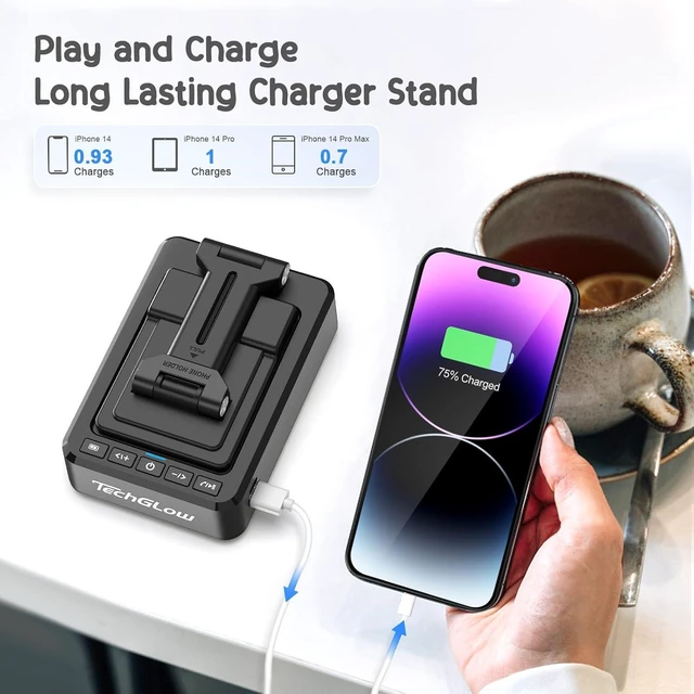Cool Tech Inventiond Foldable Cellphone Stand with Bluetooth Speaker and Charging Function ...