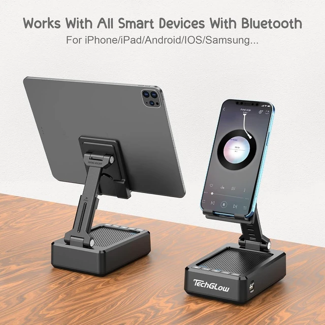 Alt view image 6 of 7 - Foldable Cellphone Stand with Bluetooth Speaker and Charging Function Birthday Gifts for Men Women Mother Father Boy Girl Teens Cool Tech Gadgets
