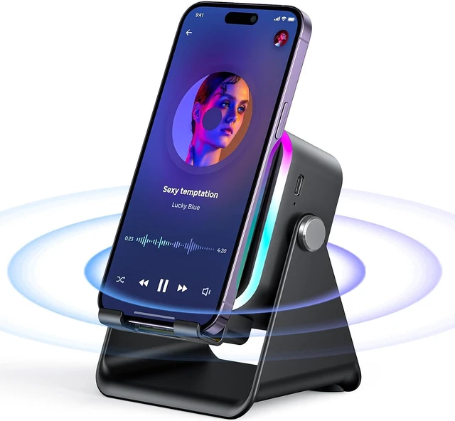 Main image of Induction Speaker with Phone Stand 5 in 1 Wireless Bluetooth Audio Black