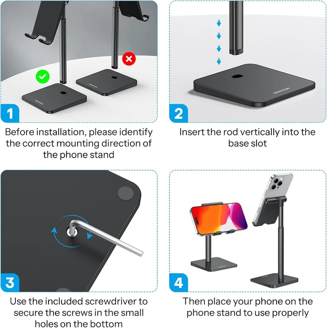 Alt view image 3 of 7 - CA02 Cell Phone Stand with Charging Hole for Desk Lightweight Black