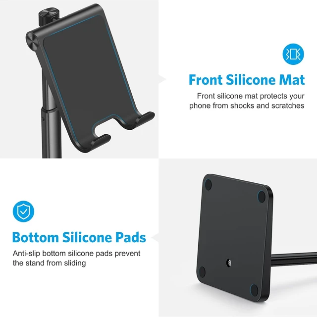 Alt view image 6 of 7 - CA02 Cell Phone Stand with Charging Hole for Desk Lightweight Black