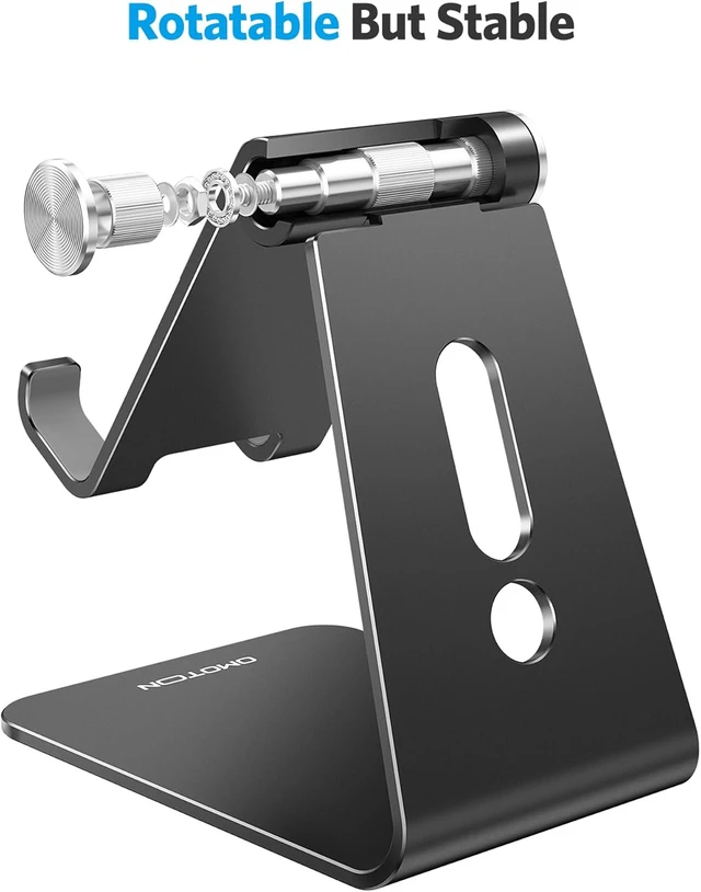 Alt view image 7 of 7 - C2 Adjustable Aluminum Cell Phone Stand with Charging Cutout Black