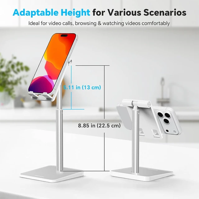 Alt view image 2 of 7 - CA02 Cell Phone Stand with Charging Hole for Desk Lightweight Silver