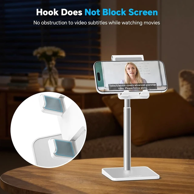 Alt view image 4 of 7 - CA02 Cell Phone Stand with Charging Hole for Desk Lightweight Silver