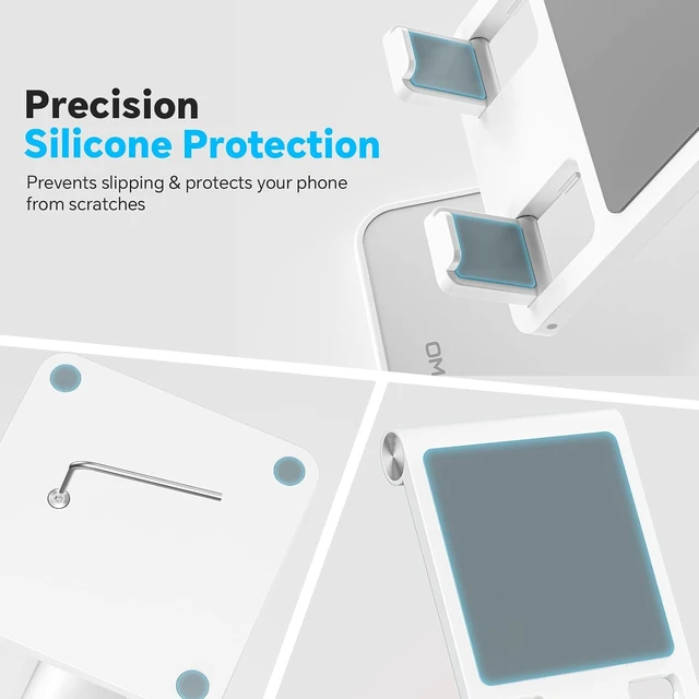 Alt view image 5 of 7 - CA02 Cell Phone Stand with Charging Hole for Desk Lightweight Silver