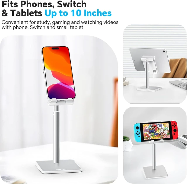 Alt view image 7 of 7 - CA02 Cell Phone Stand with Charging Hole for Desk Lightweight Silver