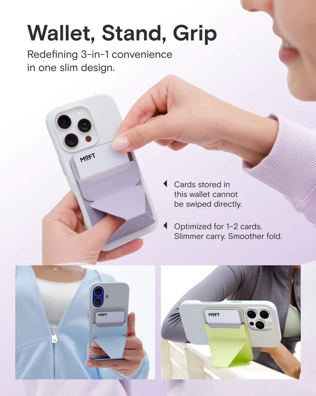 Alt view image 3 of 7 - Magnetic Wallet Stand Compatible with iPhone 18/17/16/15/14/13 Series Angle Adjustment Magsafe Compatible MOVAS Phone Stand