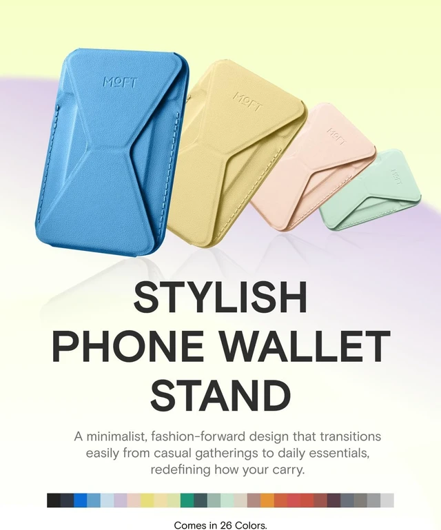 Alt view image 6 of 7 - Magnetic Wallet Stand Compatible with iPhone 18/17/16/15/14/13 Series Angle Adjustment Magsafe Compatible MOVAS Phone Stand