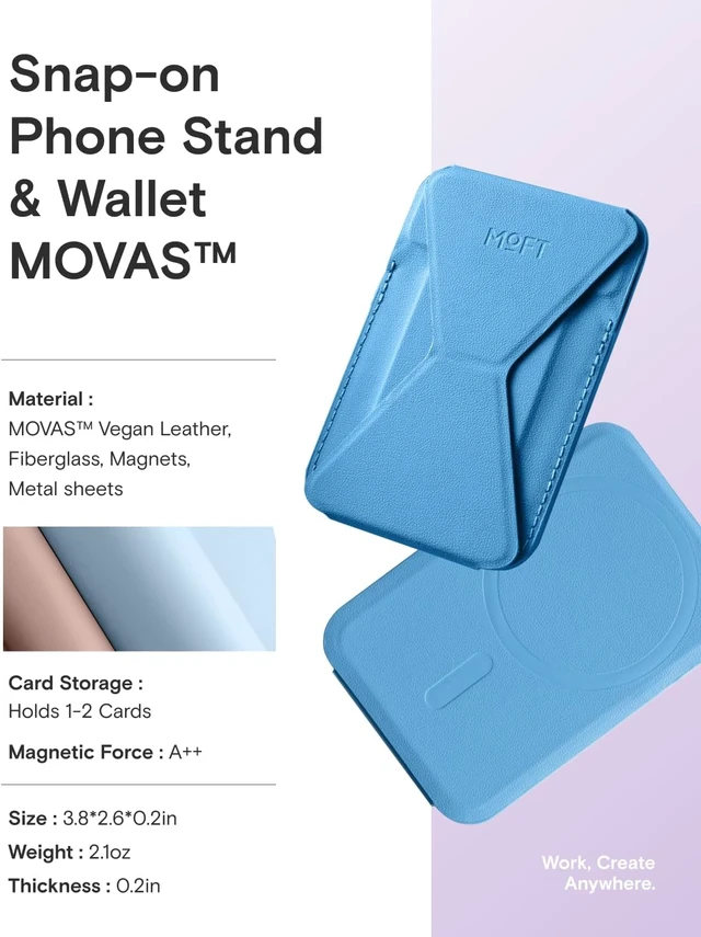 Alt view image 7 of 7 - Magnetic Wallet Stand Compatible with iPhone 18/17/16/15/14/13 Series Angle Adjustment Magsafe Compatible MOVAS Phone Stand