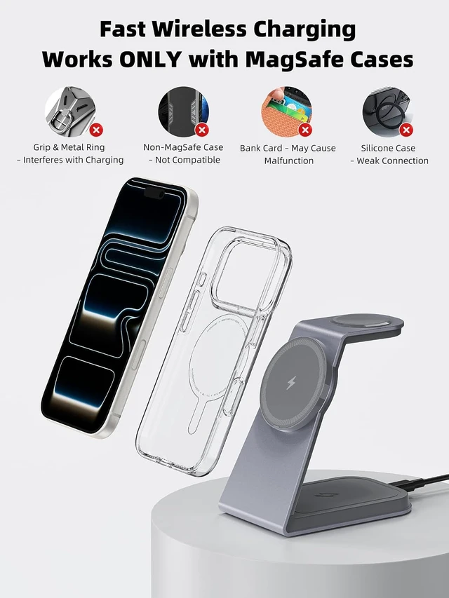 Alt view image 5 of 6 - 15W 3-in-1 MagSafe Wireless Charging Station for iPhone