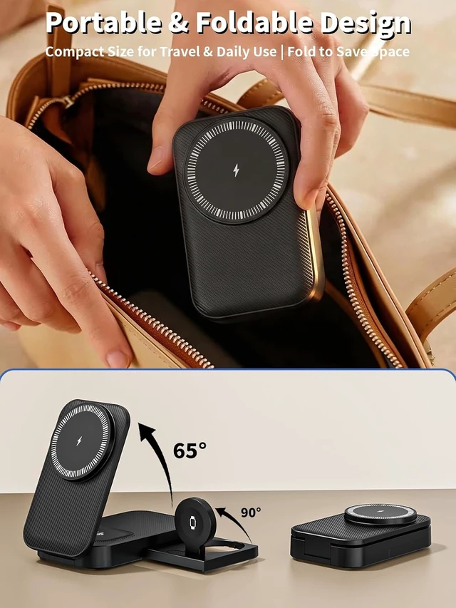 Alt view image 4 of 7 - ( MFi Certified)3 in 1 Charging Station 25W 6FT Mag safe Stand Magnetic Charger for iPhone and iWatch with 35W USB C Block for iPhone 17 Pro Max/16 Pro/15 Plus/14/13/12 AirPods Watch