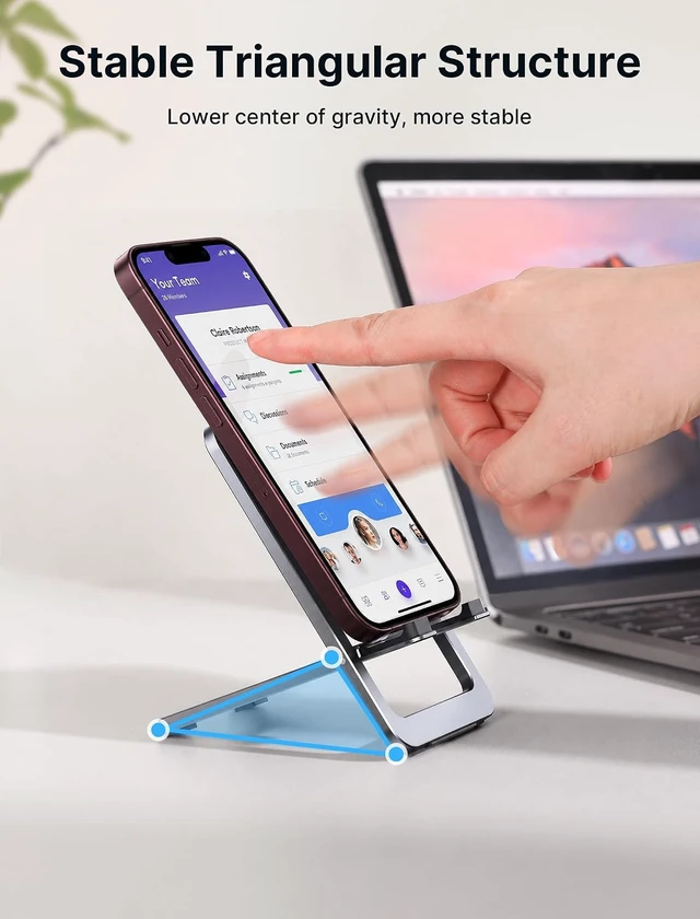 Alt view image 7 of 7 - Fold-Flat Cell Phone Stand Adjustable Desk Holder-Gray