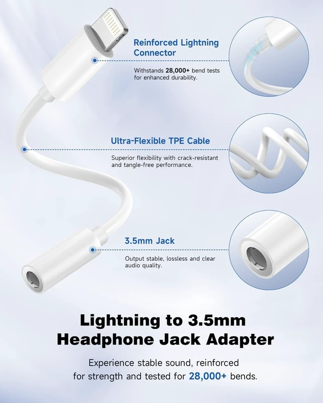Alt view image 2 of 7 - 3-Pack Lightning to 3.5mm Adapter MFi Certified Hi-Fi DAC Audio Dongle