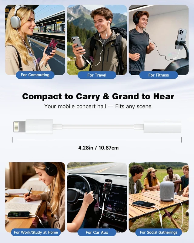 Alt view image 6 of 7 - 3-Pack Lightning to 3.5mm Adapter MFi Certified Hi-Fi DAC Audio Dongle
