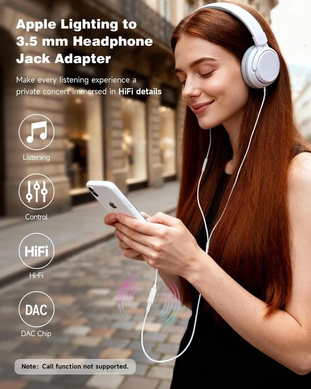 Alt view image 5 of 7 - 3-Pack Lightning to 3.5mm Adapter MFi Certified Hi-Fi DAC Audio Dongle