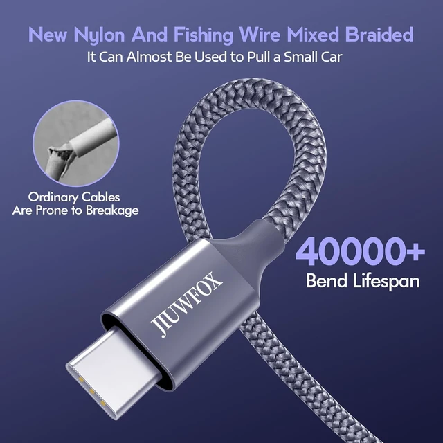 Alt view image 6 of 7 - USB C to USB C Cable 60W Fast Charging 5-Pack 3/3/6/6/10 ft